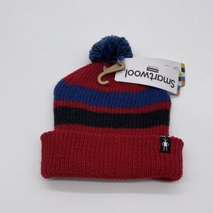 NWT‎ Smartwool Kid's Rhythmic Red Striped Pom Beanie Size Small